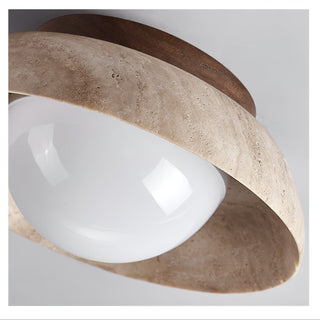 Ashaionis Lampe Plafonnier Disc-Dôme en Travertin