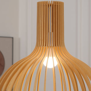 Cage Lampe Suspendue Sculpturale à Cadre Ouvert en Bouleau-Luire