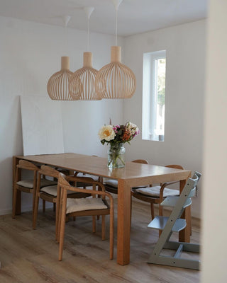Cage Lampe Suspendue Sculpturale à Cadre Ouvert en Bouleau-Luire