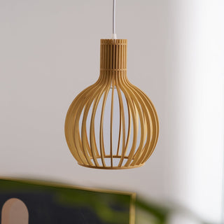 Cage Lampe Suspendue Sculpturale à Cadre Ouvert en Bouleau-Luire