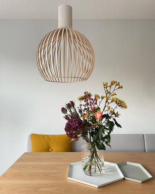 Cage Lampe Suspendue Sculpturale à Cadre Ouvert en Bouleau-Luire