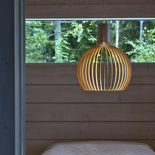 Cage Lampe Suspendue Sculpturale à Cadre Ouvert en Bouleau-Luire