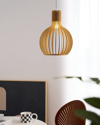 Cage Lampe Suspendue Sculpturale à Cadre Ouvert en Bouleau-Luire