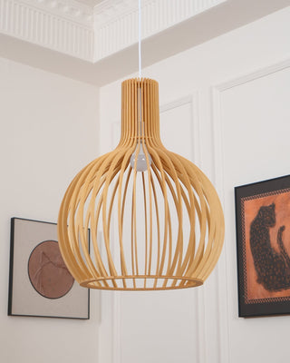 Cage Lampe Suspendue Sculpturale à Cadre Ouvert en Bouleau-Luire