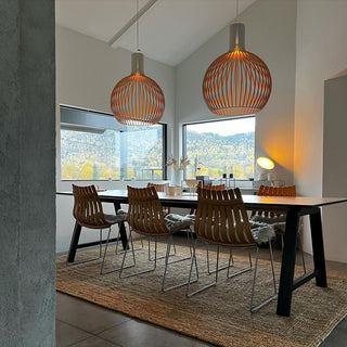Cage Lampe Suspendue Sculpturale à Cadre Ouvert en Bouleau-Luire