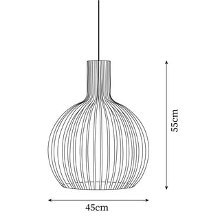 Cage Lampe Suspendue Sculpturale à Cadre Ouvert en Bouleau-Luire
