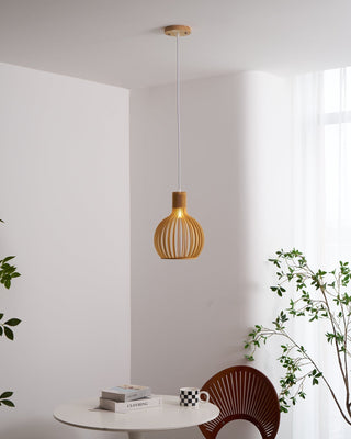 Cage Lampe Suspendue Sculpturale à Cadre Ouvert en Bouleau-Luire