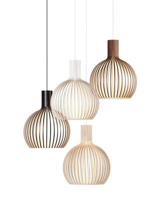 Cage Lampe Suspendue Sculpturale à Cadre Ouvert en Bouleau-Luire