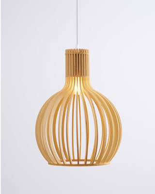 Cage Lampe Suspendue Sculpturale à Cadre Ouvert en Bouleau-Luire