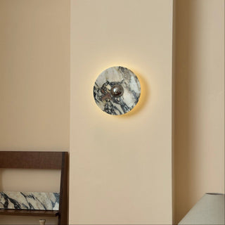 Zeno Applique Murale Ronde en Chrome, Marbre et Métal Style Minimaliste Moderne