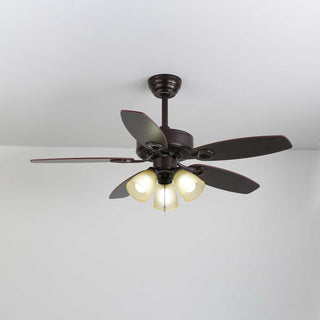 Plafonnier Ventilateur Calviera en Bois et Verre Vintage