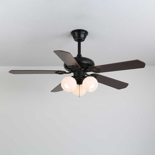 Plafonnier Ventilateur Calviera en Bois et Verre Vintage