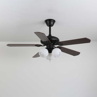 Plafonnier Ventilateur Calviera en Bois et Verre Vintage