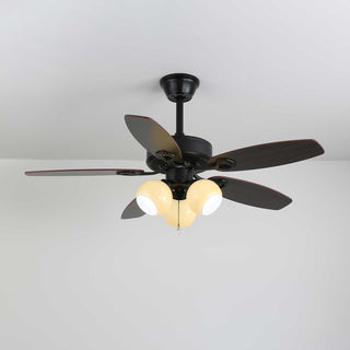 Plafonnier Ventilateur Calviera en Bois et Verre Vintage