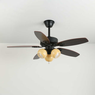 Plafonnier Ventilateur Calviera en Bois et Verre Vintage