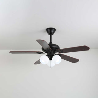 Plafonnier Ventilateur Calviera en Bois et Verre Vintage