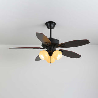 Plafonnier Ventilateur Calviera en Bois et Verre Vintage