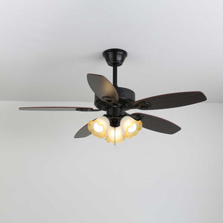 Plafonnier Ventilateur Calviera en Bois et Verre Vintage