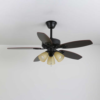 Plafonnier Ventilateur Calviera en Bois et Verre Vintage