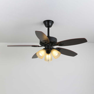 Plafonnier Ventilateur Calviera en Bois et Verre Vintage