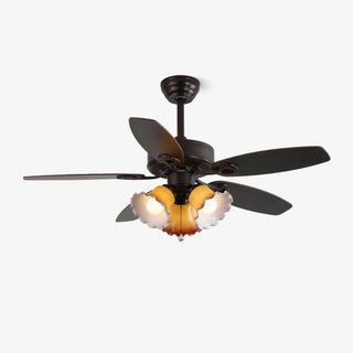 Plafonnier Ventilateur Calviera en Bois et Verre Vintage