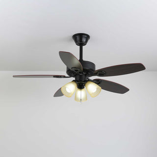 Plafonnier Ventilateur Calviera en Bois et Verre Vintage