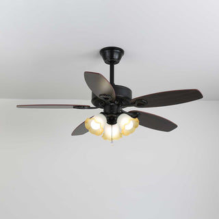 Plafonnier Ventilateur Calviera en Bois et Verre Vintage