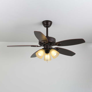 Plafonnier Ventilateur Calviera en Bois et Verre Vintage