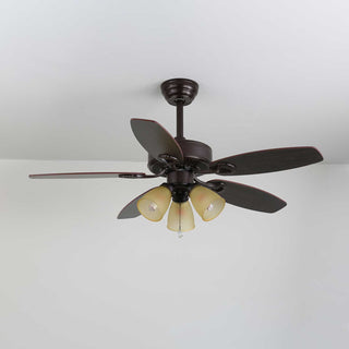 Plafonnier Ventilateur Calviera en Bois et Verre Vintage