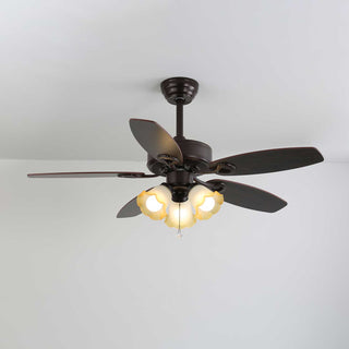 Plafonnier Ventilateur Calviera en Bois et Verre Vintage