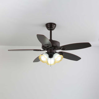 Plafonnier Ventilateur Calviera en Bois et Verre Vintage