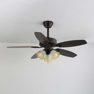 Plafonnier Ventilateur Calviera en Bois et Verre Vintage