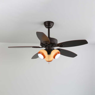 Plafonnier Ventilateur Calviera en Bois et Verre Vintage