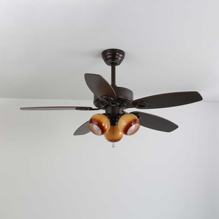 Plafonnier Ventilateur Calviera en Bois et Verre Vintage
