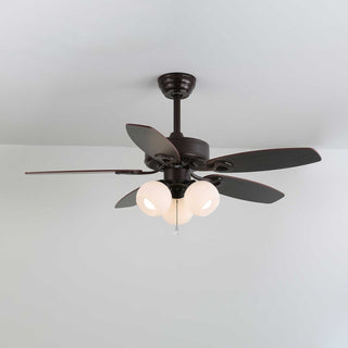 Plafonnier Ventilateur Calviera en Bois et Verre Vintage