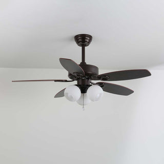 Plafonnier Ventilateur Calviera en Bois et Verre Vintage