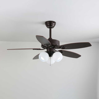 Plafonnier Ventilateur Calviera en Bois et Verre Vintage