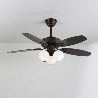 Plafonnier Ventilateur Calviera en Bois et Verre Vintage