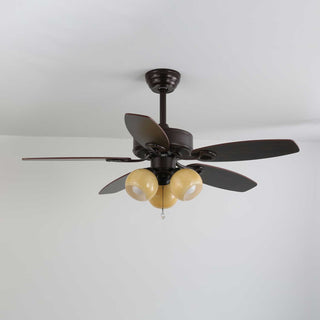 Plafonnier Ventilateur Calviera en Bois et Verre Vintage