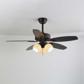 Plafonnier Ventilateur Calviera en Bois et Verre Vintage