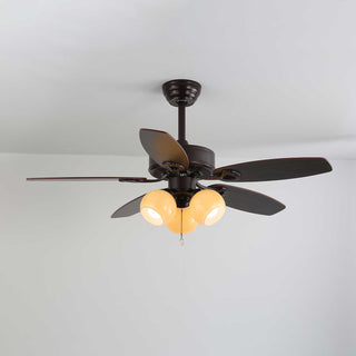 Plafonnier Ventilateur Calviera en Bois et Verre Vintage