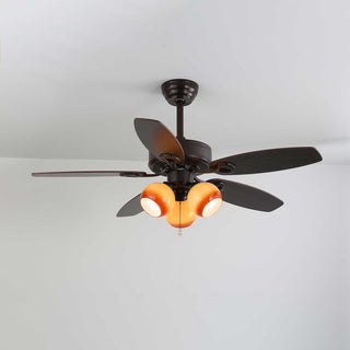 Plafonnier Ventilateur Calviera en Bois et Verre Vintage