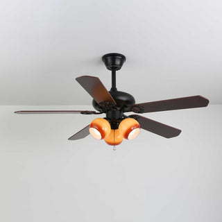 Plafonnier Ventilateur Calviera en Bois et Verre Vintage