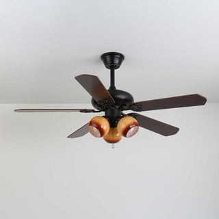 Plafonnier Ventilateur Calviera en Bois et Verre Vintage