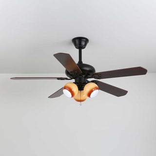 Plafonnier Ventilateur Calviera en Bois et Verre Vintage