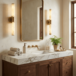 Calcedonia Alabaster Tube Wall Sconce-Neutral Decor