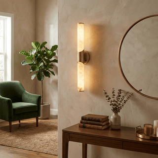 Calcedonia Alabaster Tube Wall Sconce-Neutral Decor