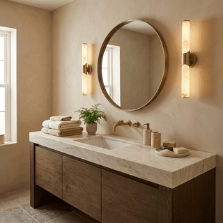 Calcedonia Alabaster Tube Wall Sconce-Neutral Decor