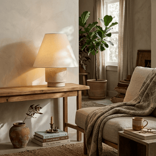 Caldera Travertine Table Lamp-Neutral Decor