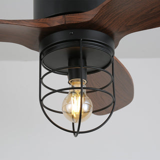Ventilateur de plafond industriel en bois avec lumière Brisora